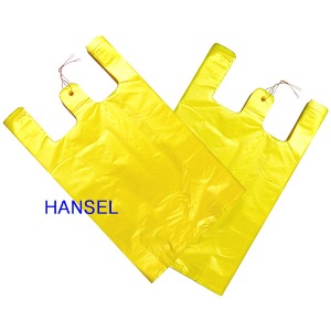 (한셀)포장/분리수거 손잡이 비닐봉투 10L/노랑 왕대 100매